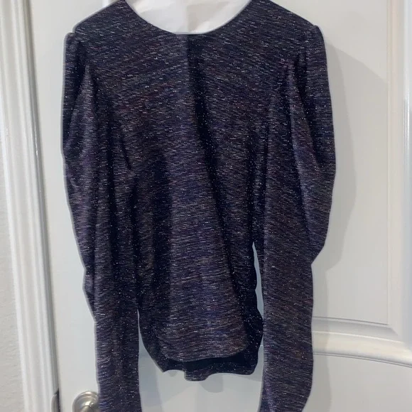 Ramy Brook Charlize Keyhole-Front Metallic Top Size L in Purple Multi - Picture 7 of 16